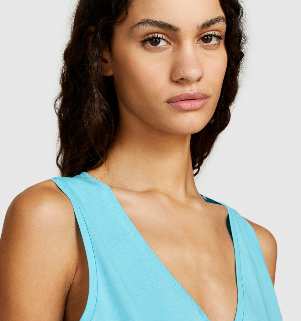 Tank top in 100% cotton - women's tops - Turquoise | Sisley image number 5